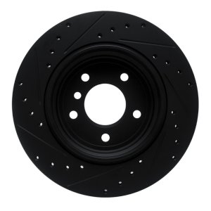 BMW 330I Brake Rotor (1) - Rear Right - R1 Concepts - Drilled & Slotted - Black - `01-`06